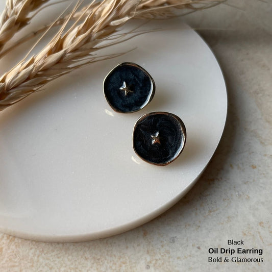 Oil Drip Earring | SE003 | Black