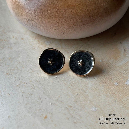 Oil Drip Earring | SE003 | Black