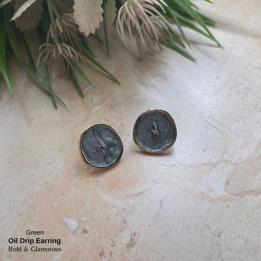 Oil Drip Earring | SE003 | Green