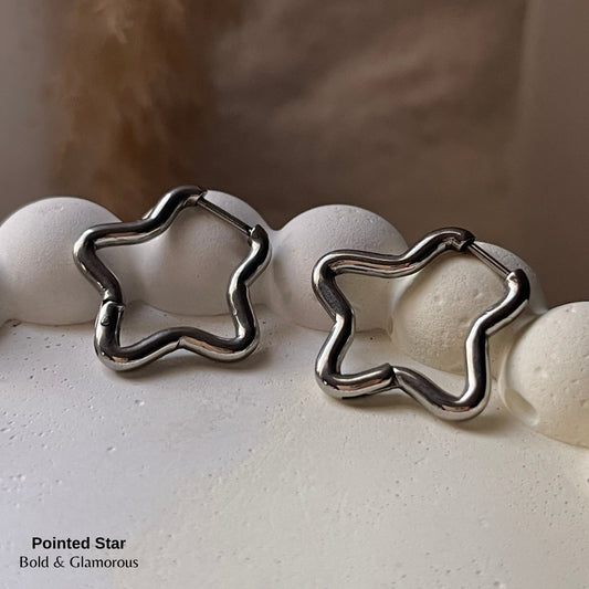 Hoop Earring | Pointed Star | Silver