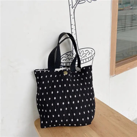 Small Printed Canvas Bags | SCB01 | Polka Black