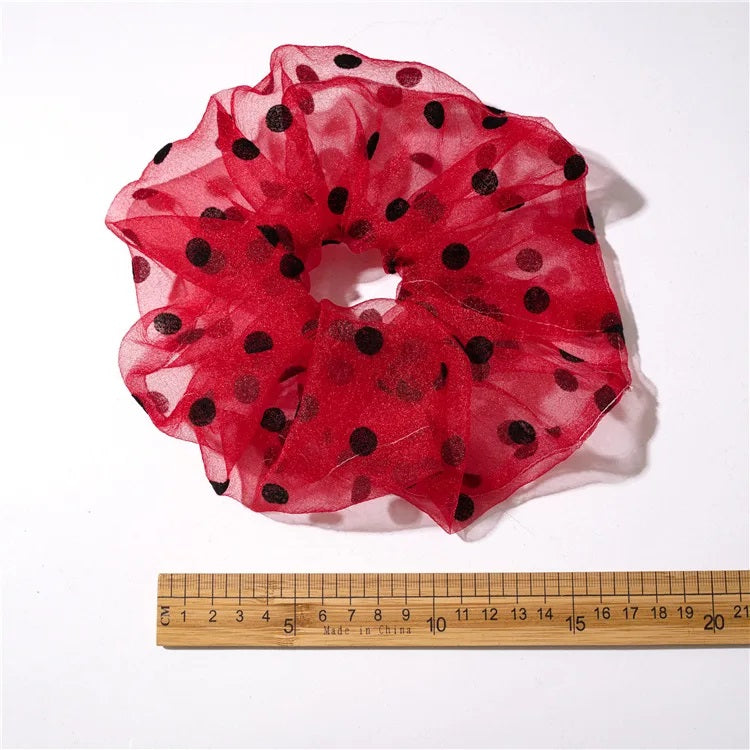 Polka Dot Netted Scrunchies | Red