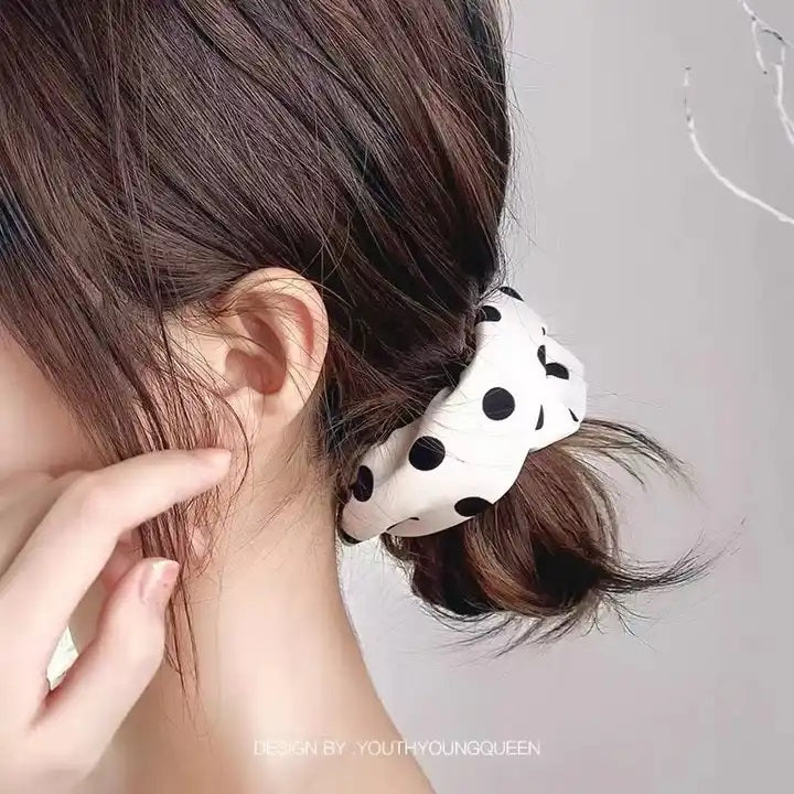 Polka Dot Scrunchies | White