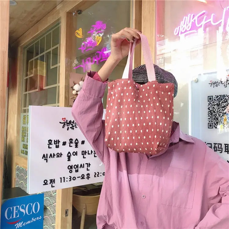 Small Printed Canvas Bags | SCB01 | Polka Pink