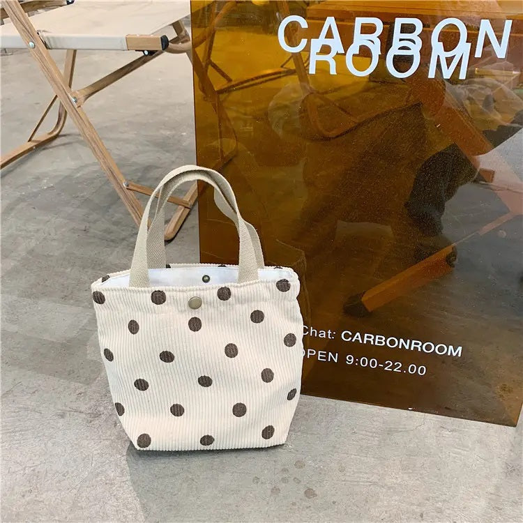 Small Printed Canvas Bags | SCB01 | Polka Beige