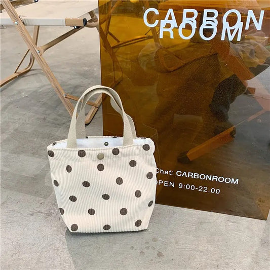 Small Printed Canvas Bags | SCB01 | Polka Beige