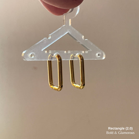 Shape Hoop Earring 2.0 | Rectangle | Gold