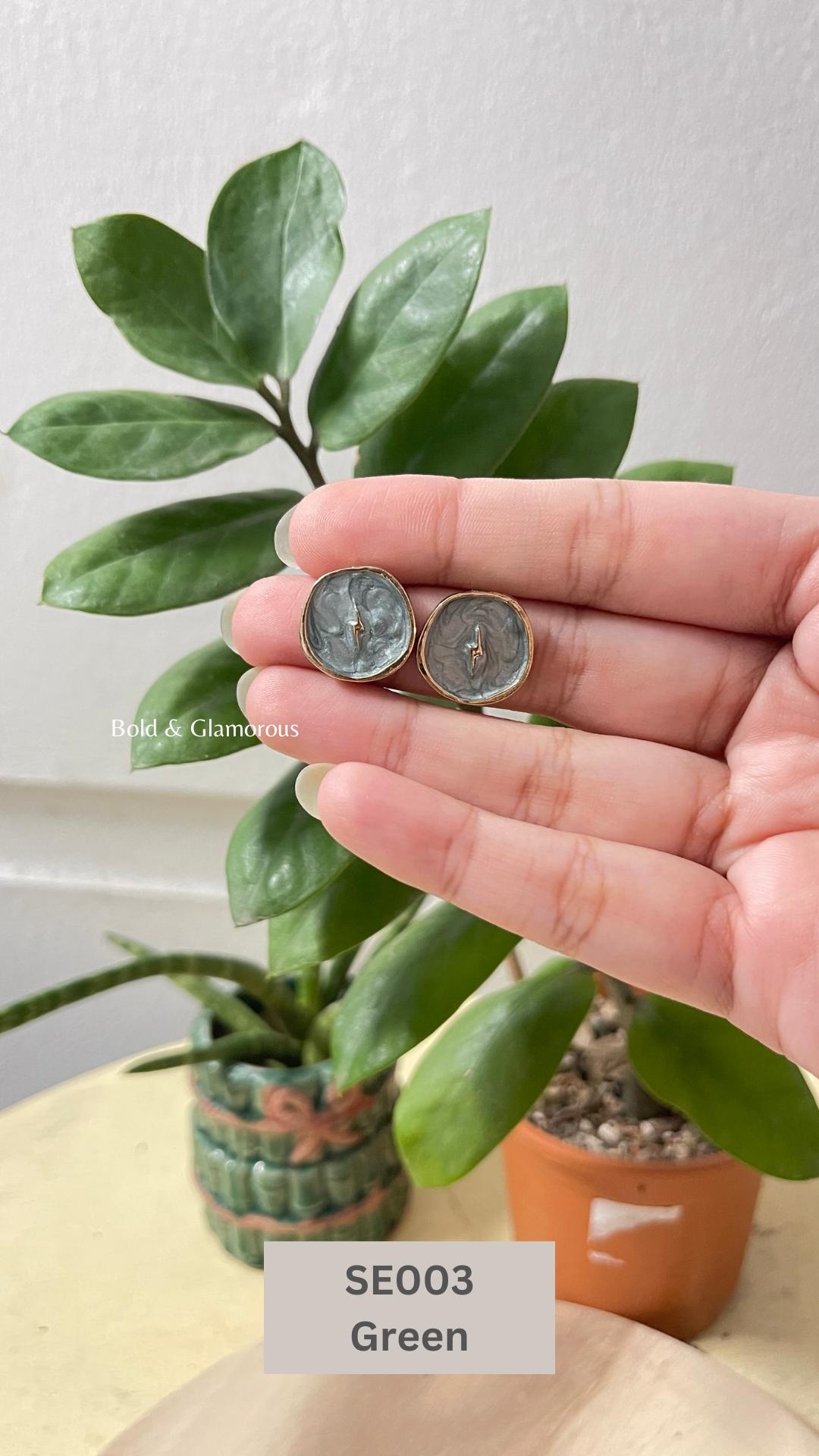 Oil Drip Earring | SE003 | Green