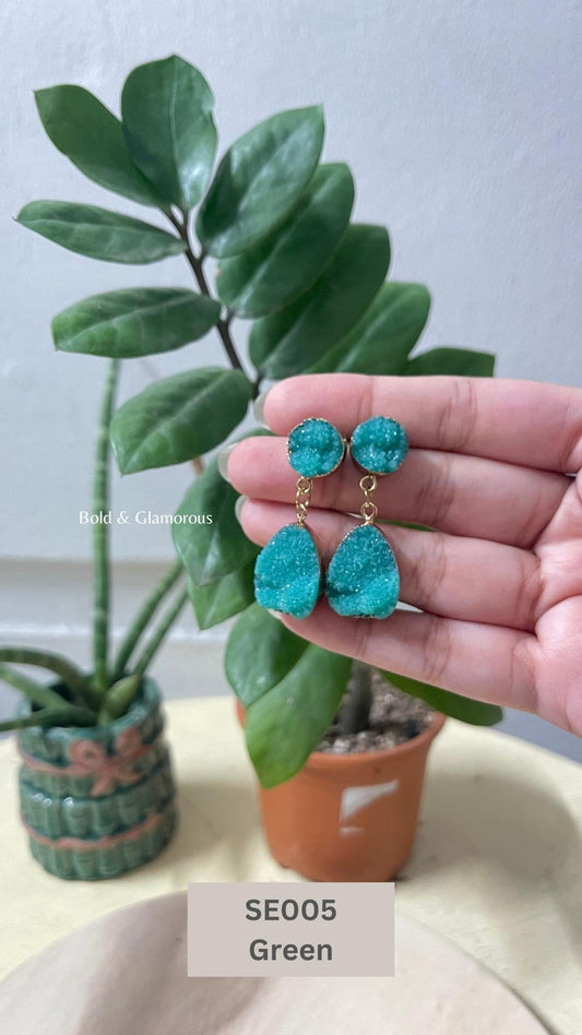 Cluster Crystal Earring | SE005 | Green