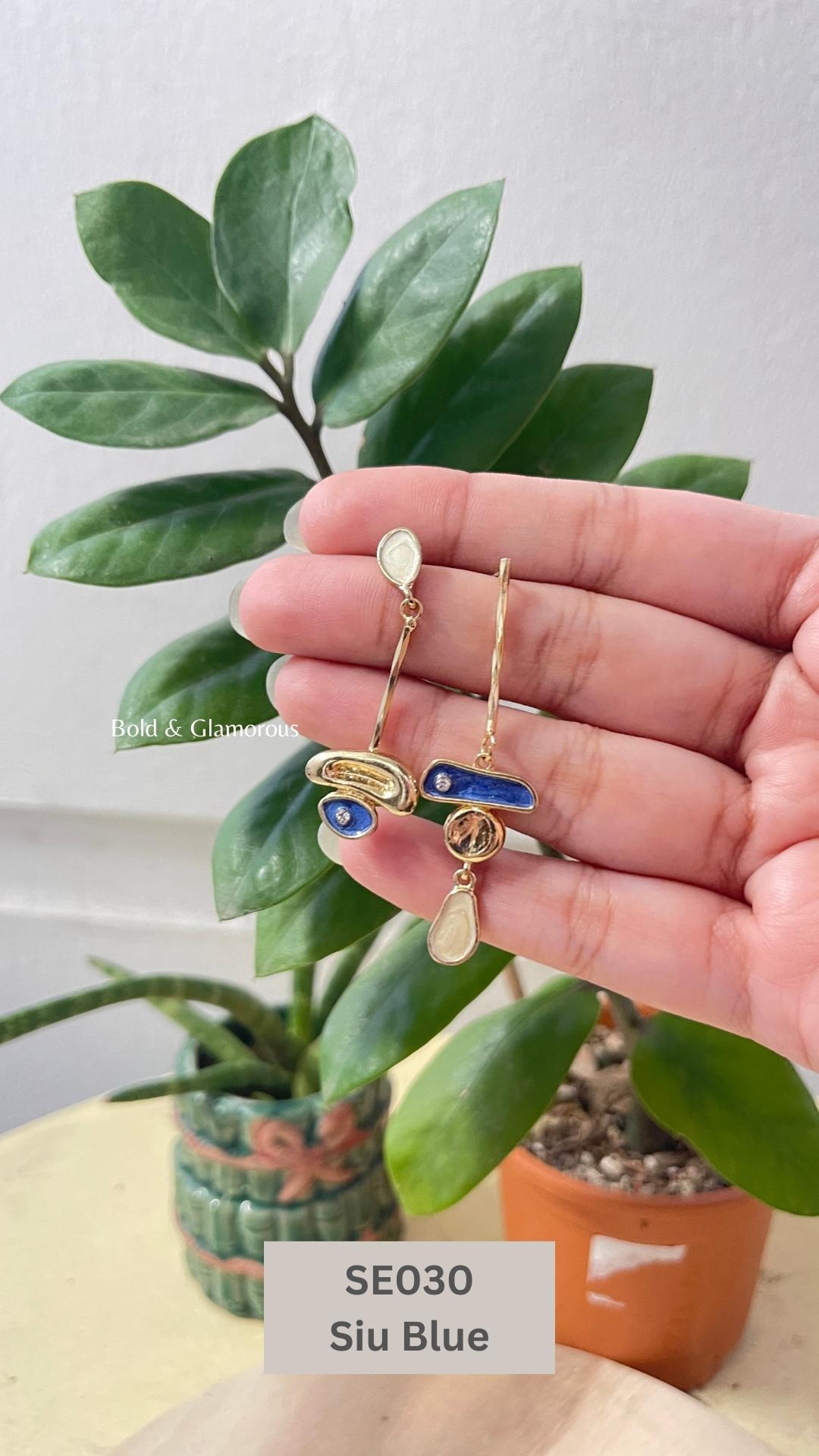 Irregular Asymmetric Earring | SE030 | Siu Blue
