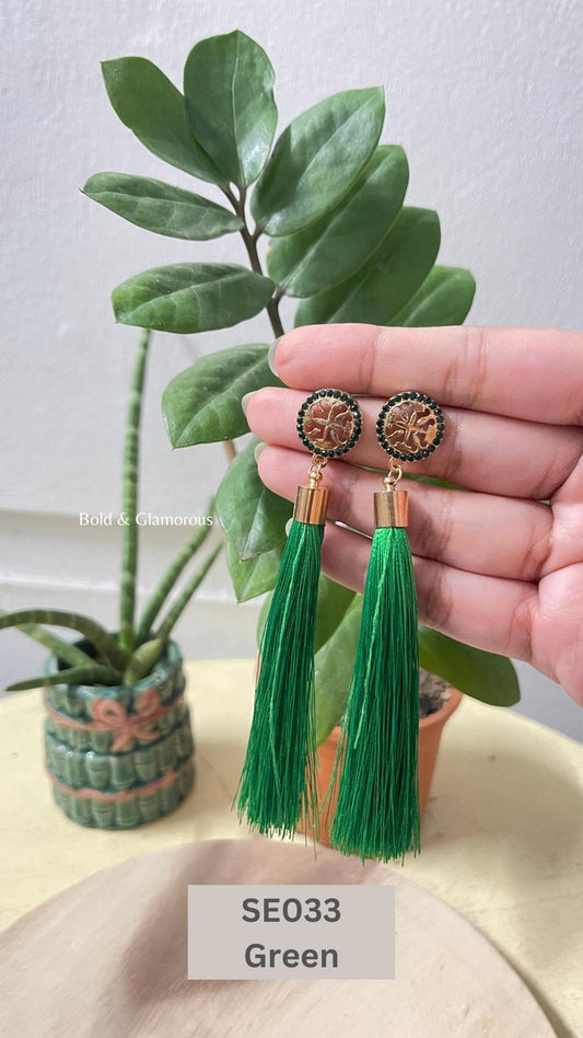 Long Tassel Earring | SE033 | Green