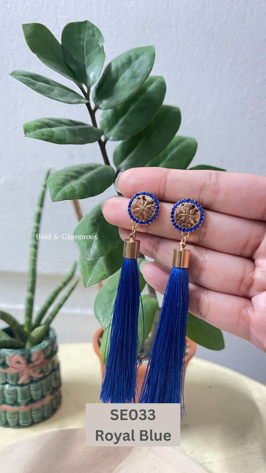 Long Tassel Earring | SE033 | Royal Blue