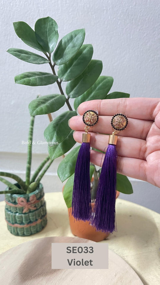 Long Tassel Earring | SE033 | Violet
