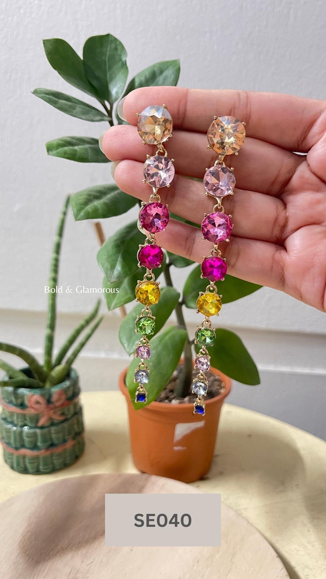 Colorful Stone Tassel Earring | SE040