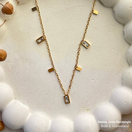 Necklace | SN068 | Dainty Drop | Rectangle