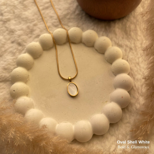 Necklace | SN219 | Oval Shell White