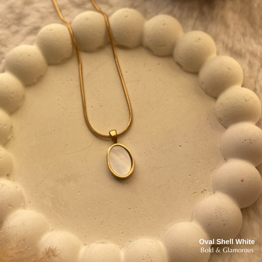 Necklace | SN219 | Oval Shell White