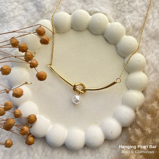 Necklace | SN223 | Hanging Pearl Bar