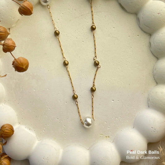 Necklace | SN227 | Pearl Dark Balls