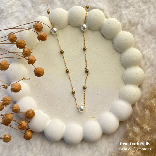 Necklace | SN227 | Pearl Dark Balls