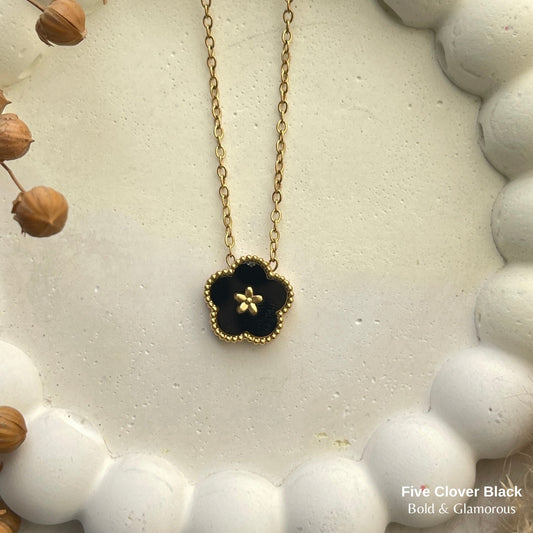 Necklace | SN239 | Five Clover Black