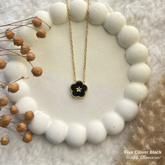 Necklace | SN239 | Five Clover Black