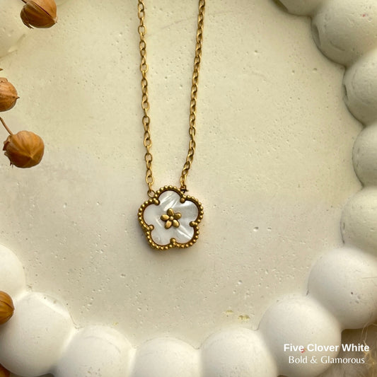 Necklace | SN239 | Five Clover White