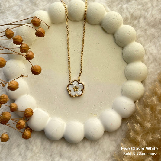 Necklace | SN239 | Five Clover White