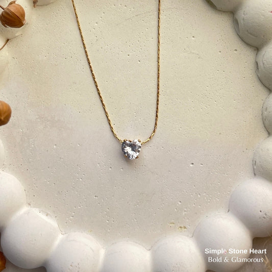 Necklace | SN248 | Simple Stone Heart
