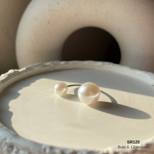 Double Pearl Ring | SR125 | Silver