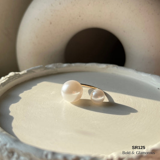 Double Pearl Ring | SR125 | Gold