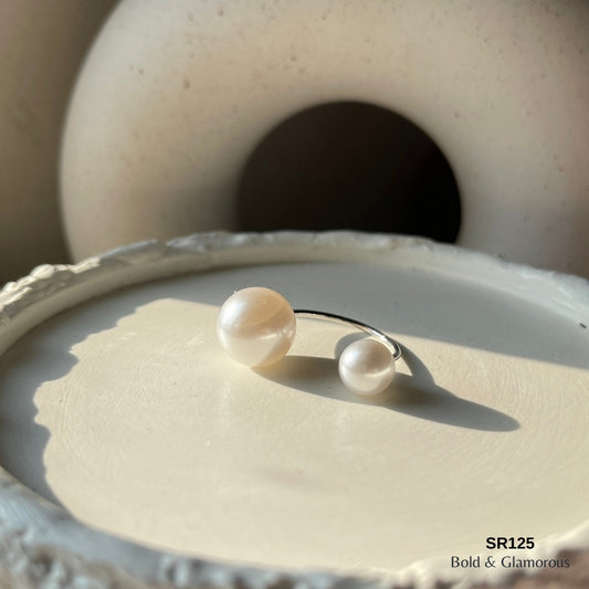 Double Pearl Ring | SR125 | Silver