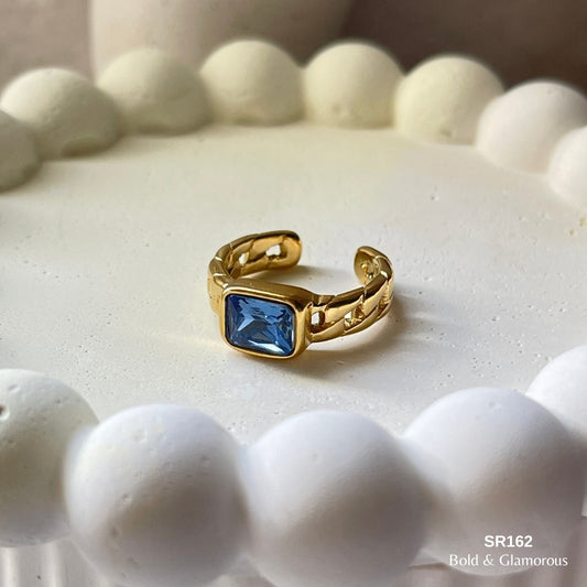 Statement Ring | SR162 | Blue Stone Gold