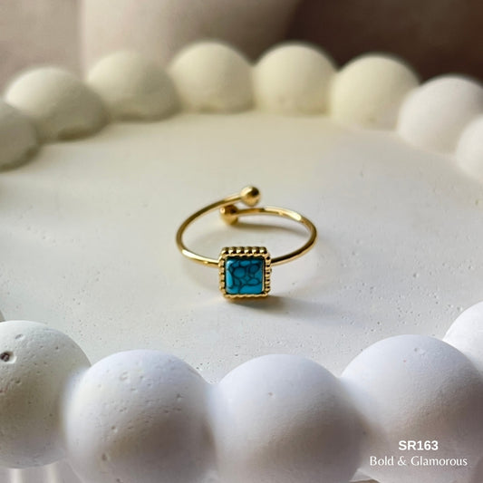 Marble Ring | SR163 | Square Blue Stone
