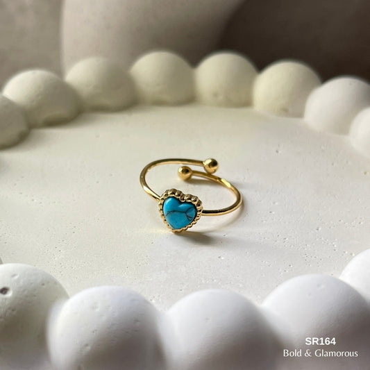 Marble Ring | SR164 | Heart Blue Stone