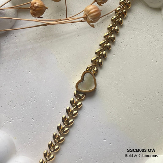 Chain Bracelet | SSCB003 | Heart Bracelet - Off White