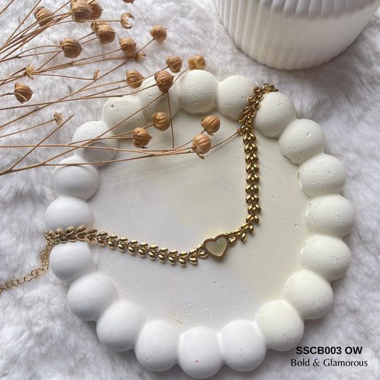 Chain Bracelet | SSCB003 | Heart Bracelet - Off White