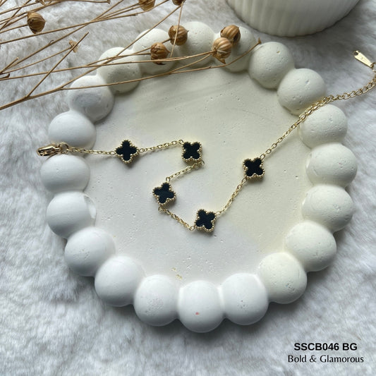 Chain Bracelet | SSCB046 | Clover - Black Gold