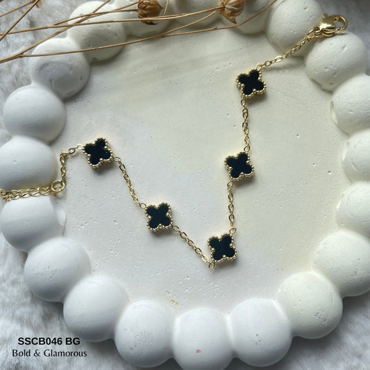 Chain Bracelet | SSCB046 | Clover - Black Gold