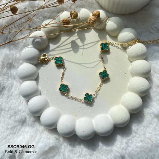 Chain Bracelet | SSCB046 | Clover - Green Gold