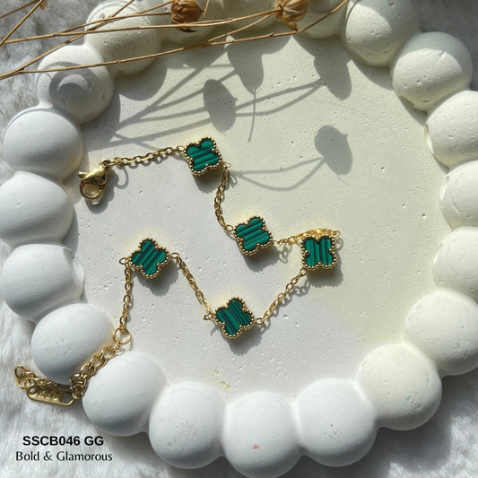 Chain Bracelet | SSCB046 | Clover - Green Gold