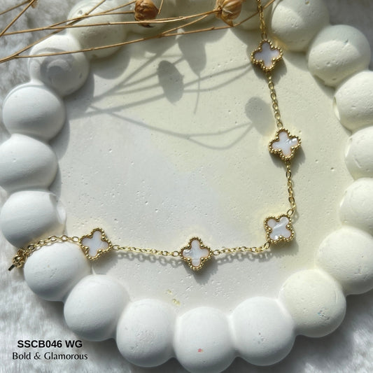 Chain Bracelet | SSCB046 | Clover - White Gold