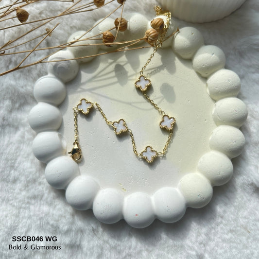 Chain Bracelet | SSCB046 | Clover - White Gold