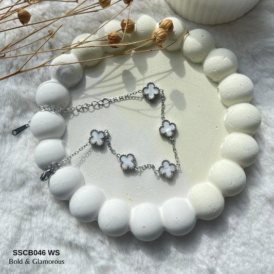 Chain Bracelet | SSCB046 | Clover - White Silver