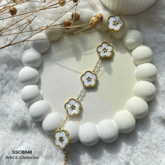 Chain Bracelet | SSCB048 | White Flower