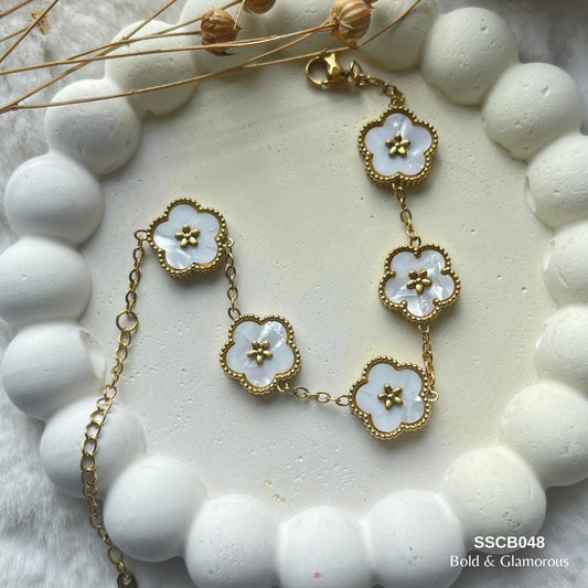 Chain Bracelet | SSCB048 | White Flower