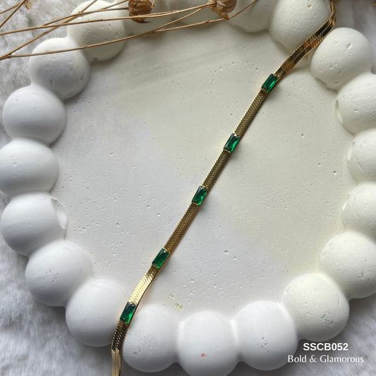 Chain Bracelet | SSCB052 | Mesh Green Stone