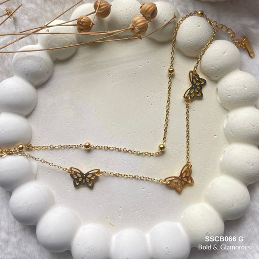 Chain Bracelet | SSCB066 | Layered Butterfly Gold