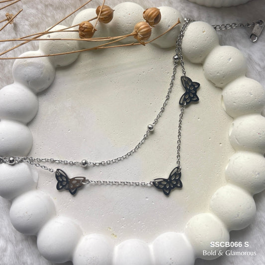 Chain Bracelet | SSCB066 | Layered Butterfly Silver