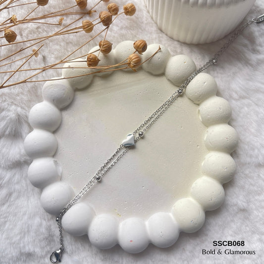 Chain Bracelet | SSCB068 | Layered Heart Balls Silver